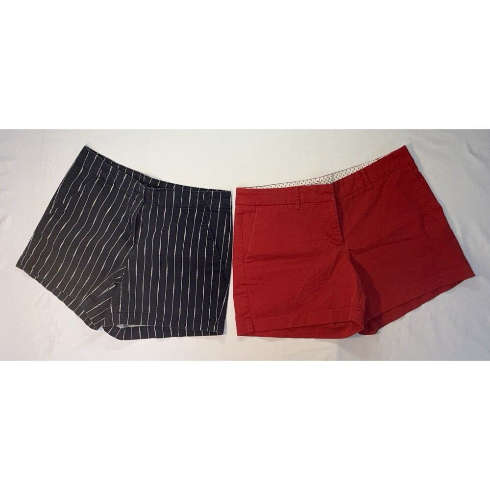 Nautica Women’s Shorts Size 8 Lot of 2 Red Navy Nautical Stripe Chino 5”